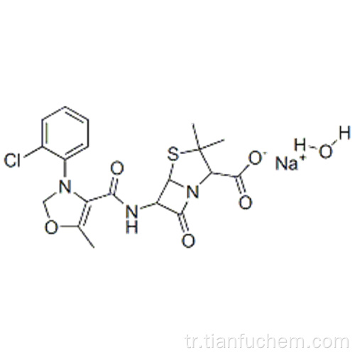 4-Thia-1-azabisiklo [3.2.0] heptan-2-karboksilik asit, 3,3-dimetil-6 - [[(5-metil-3-fenil-4-izoksazolil) karbonil] amino] -7-okso- , sodyum tuzu, hidrat (1: 1: 1), (57195801,2S, 5R, 6R) - CAS 7240-38-2